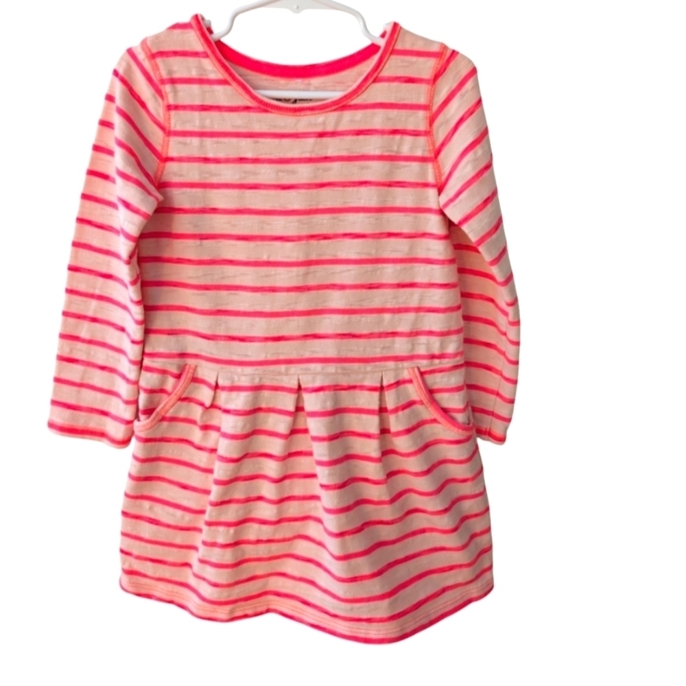 Cat & Jack Girls Striped Pink and White Cotton Dress Size 4T